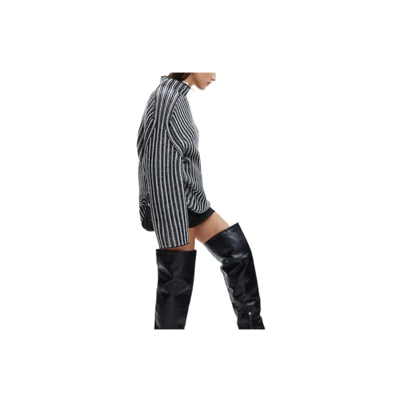 H&M Sweater Women's Black Stripes-3