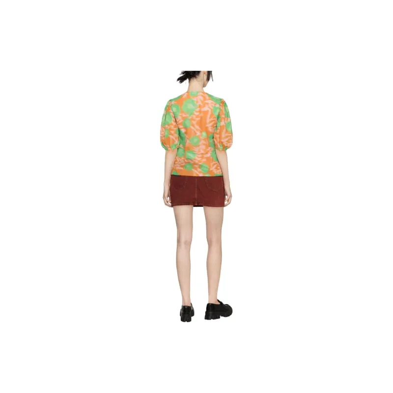 GANNI Floral print Crepe Blouse-2