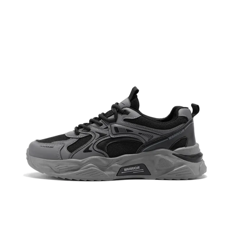 Warrior Wear resistant, Lightweight, Breathable, And Non slip. Low Top Chunky Sneakers Men's Dark Gray Black-0