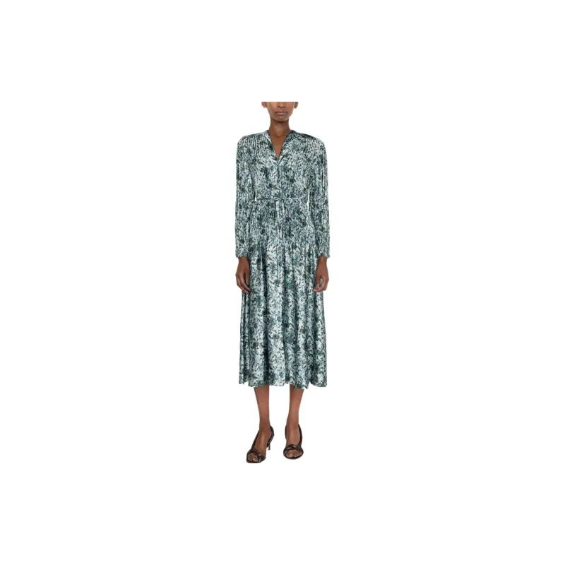 VINCE Berry Blooms Pleated Shirt Dress-1