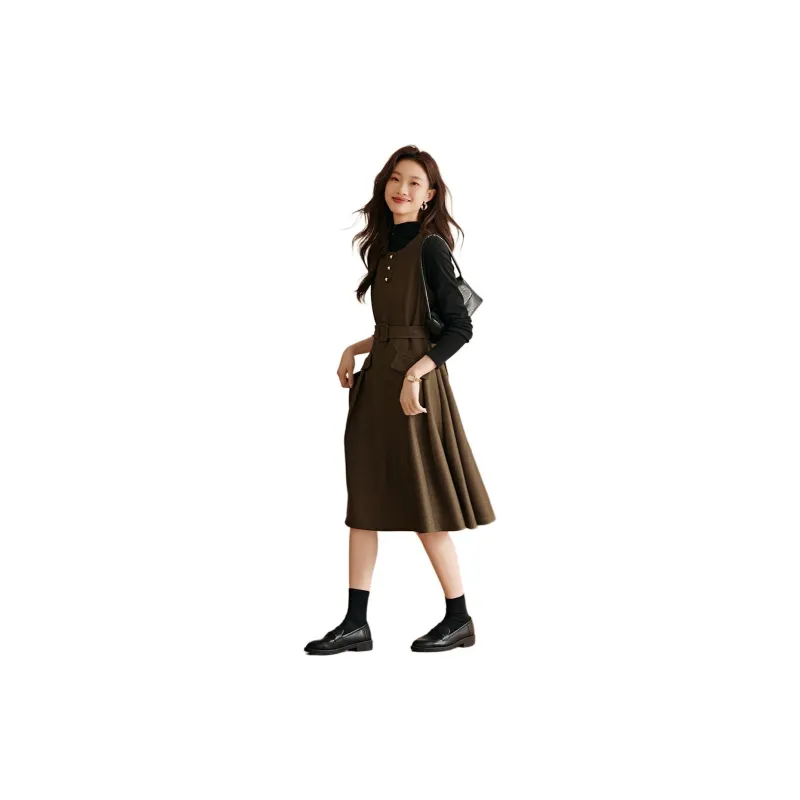Mo Han Yi Mei Sleeveless Dress Women's Coffee-1
