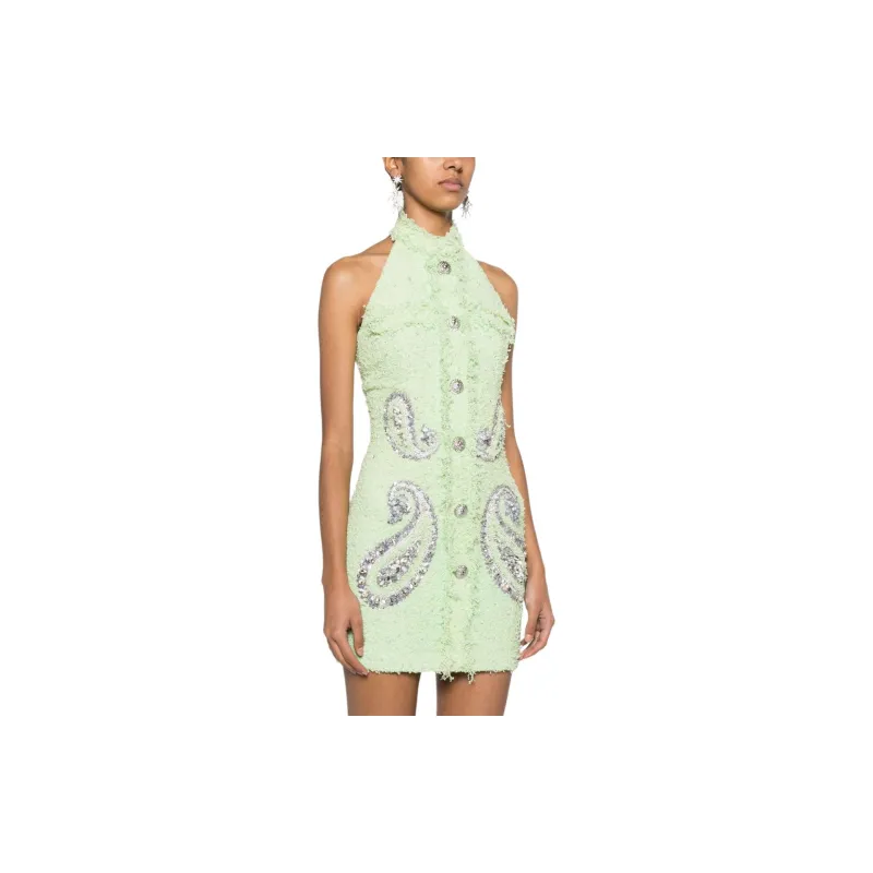 BALMAIN Sleeveless Dress Women's Light Green-3