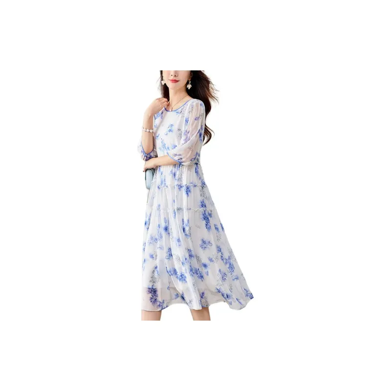 Ink Beauty SS24 Long Sleeved Dresses Women's Blue-3