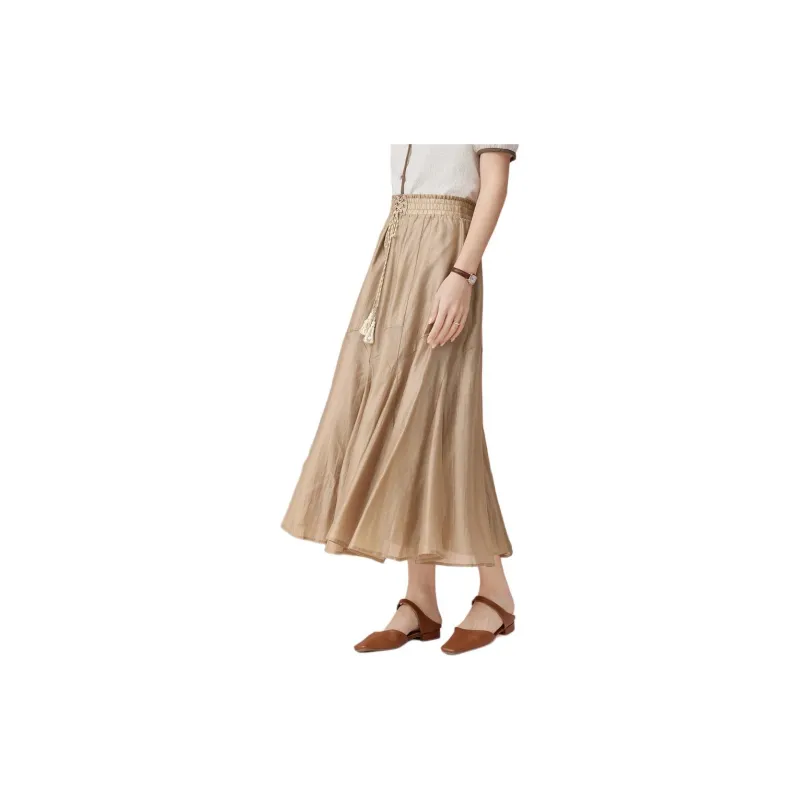 EICHITOO Casual Long Skirts Women's Light Coffee-4