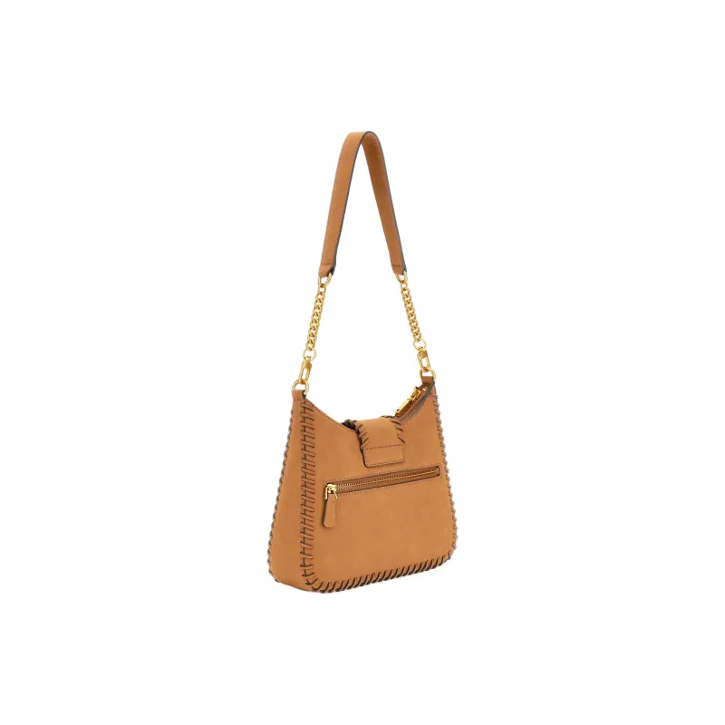 GUESS Genuine Leather Crossbody Bag, Shoulder Bag Regular Women's Brown-1