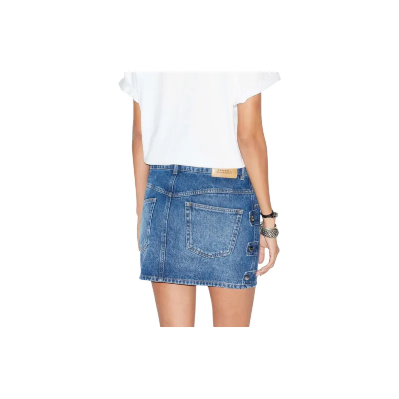 ISABEL MARANT ETOILE Stessy Logo Patch Denim Skirt-2