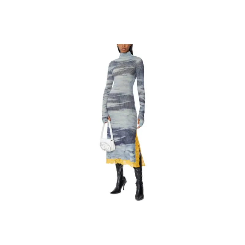 DIESEL Long-Sleeved Dresses Women's Gray Blue-1