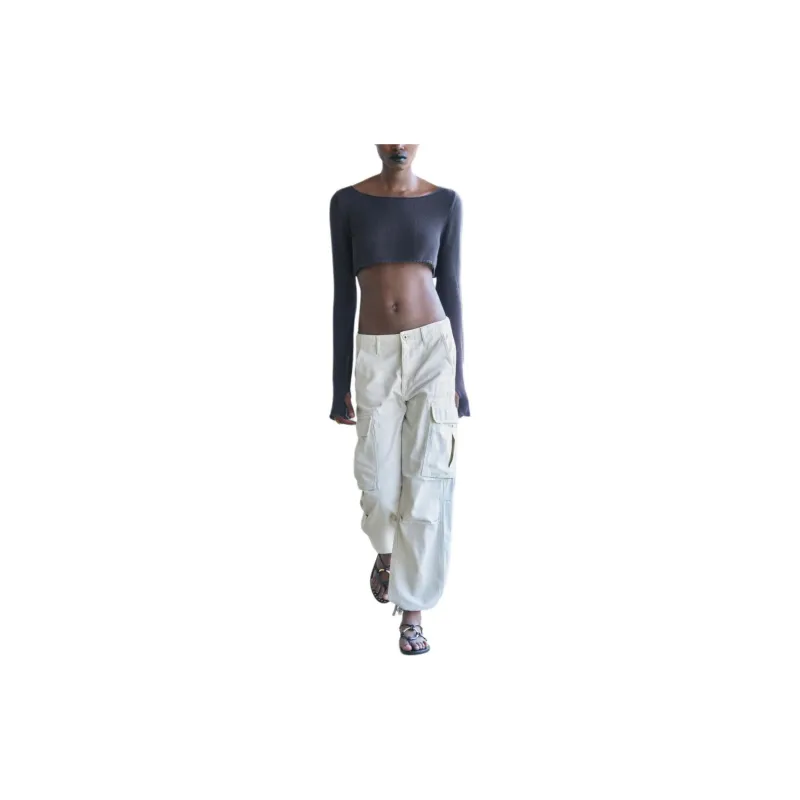 ZARA ZW Series Cargo Pants Women's Beige-1
