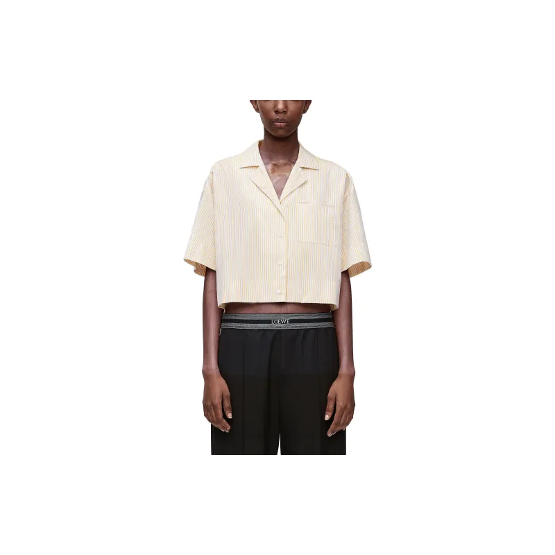 LOEWE Stripe Cropped Pyjama Blouse 'Yellow/Blue'-1