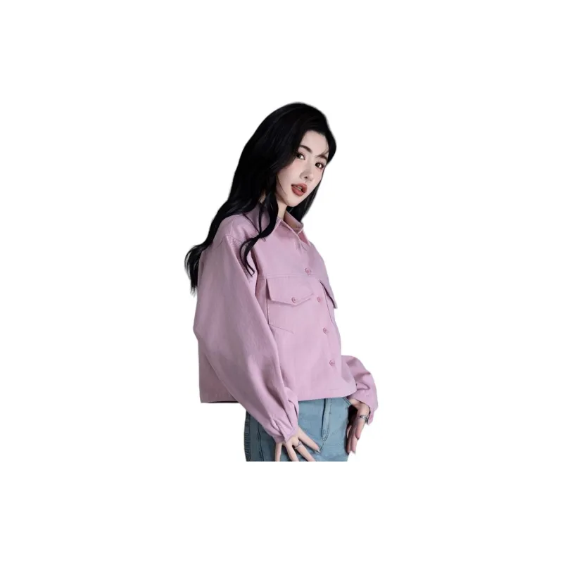 You Cow Me Pants Denim Jacket Women's Pink-3