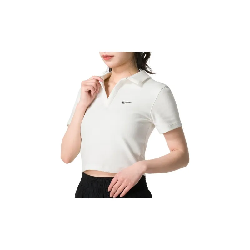 Nike Sportswear Essential Women's Short-sleeve Polo Top 'Sail/Black'-3