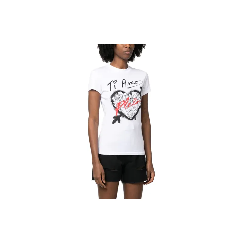 PHILIPP PLEIN Sexy Pure Fit Heart print T shirt-3