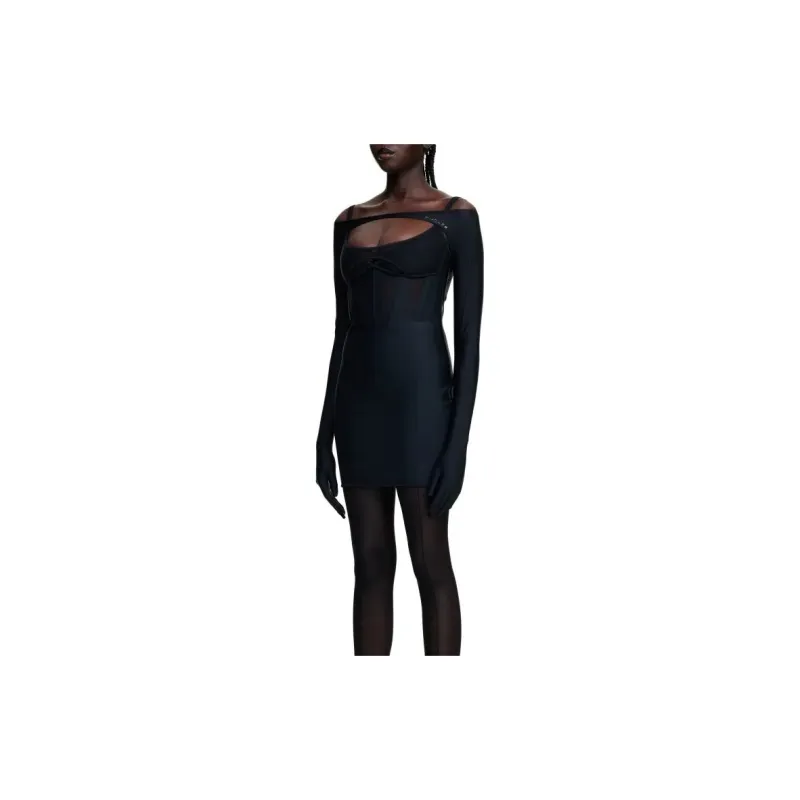 Mugler H&M Corset Style Mini Dress Black-3
