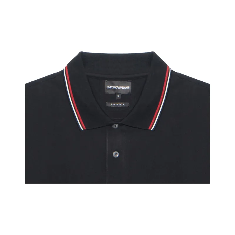 EMPORIO ARMANI Long sleeved Stretch Piqué Polo Shirt With Micro Eagle Embroidery-2