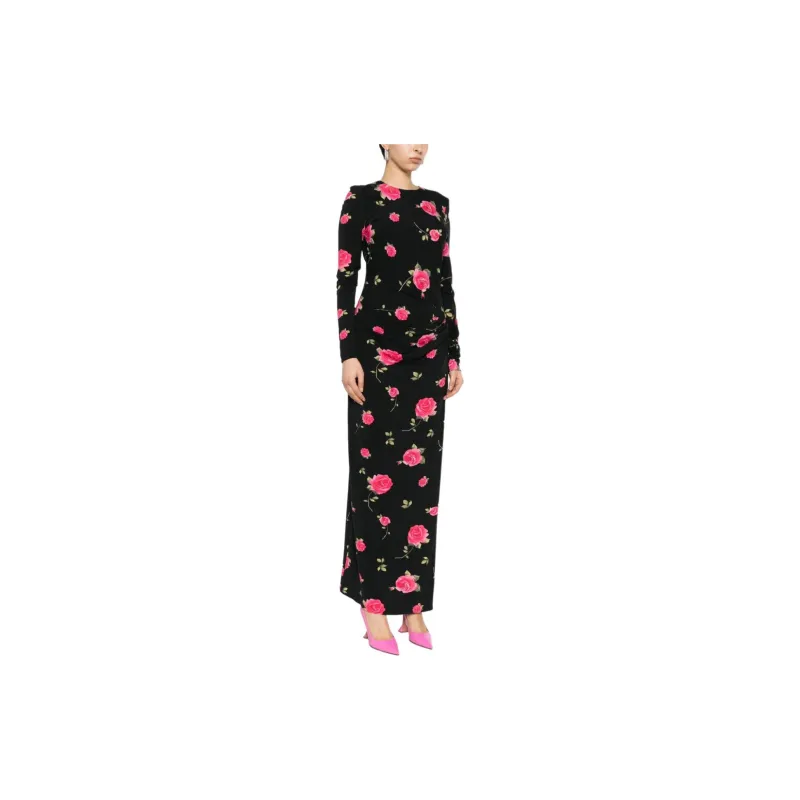 Magda Butrym Gathered Long Sleeved Printed Maxi Dress-3