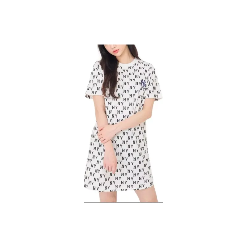 MLB New York Yankees SS24 Short Sleeved Dresses Women's Cream-4