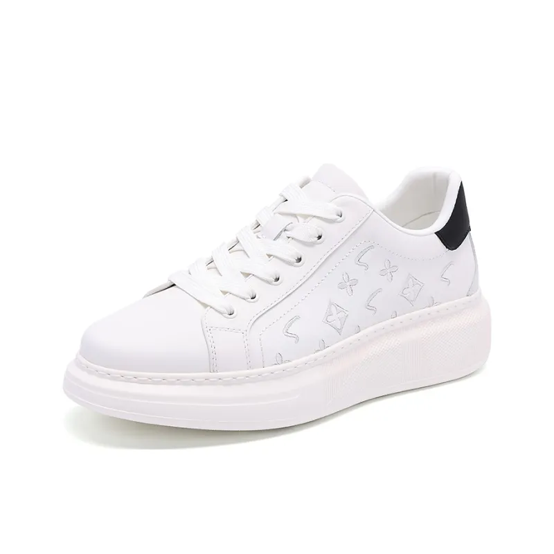 Satchi Slip Resistant Cushioning Wear Resistant Height Increasing Low Top Skateboard Shoes Men's White 4.5cm-1