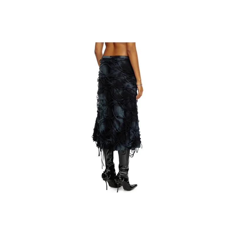 DIESEL O Jal Logo Embroidered Midi Skirt-3