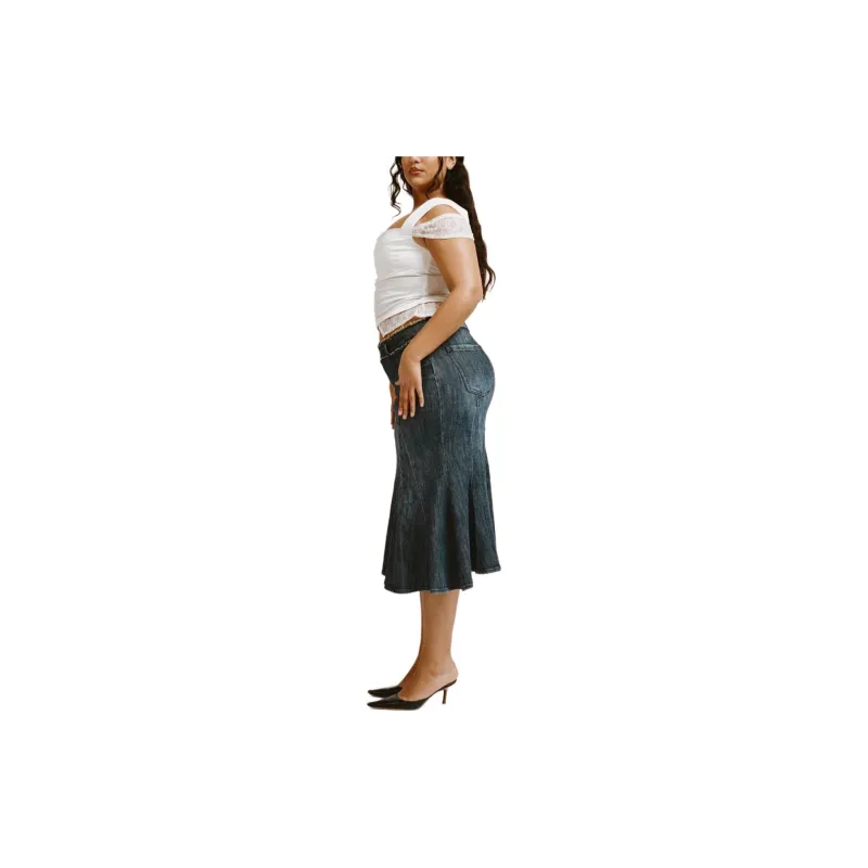 Miaou GAUDI SKIRT Denim Long Skirts Women's Blue-4