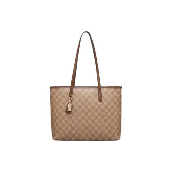 YEARCON PVC Tote Bag, Shopping Bag, Shoulder Bag, Handbag Large Size Women's Coffee