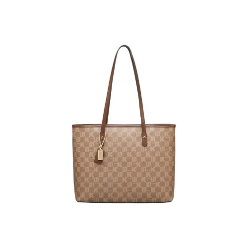 YEARCON PVC Tote Bag, Shopping Bag, Shoulder Bag, Handbag Large Size Women's Coffee