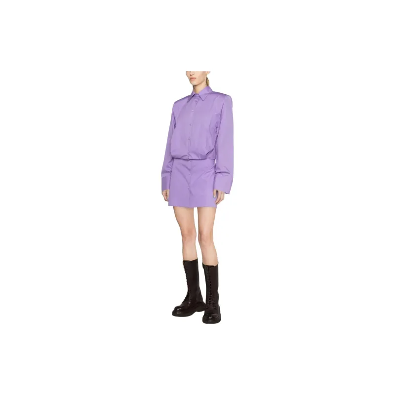 The Attico Collared Long-Sleeved Shirt Dress-1