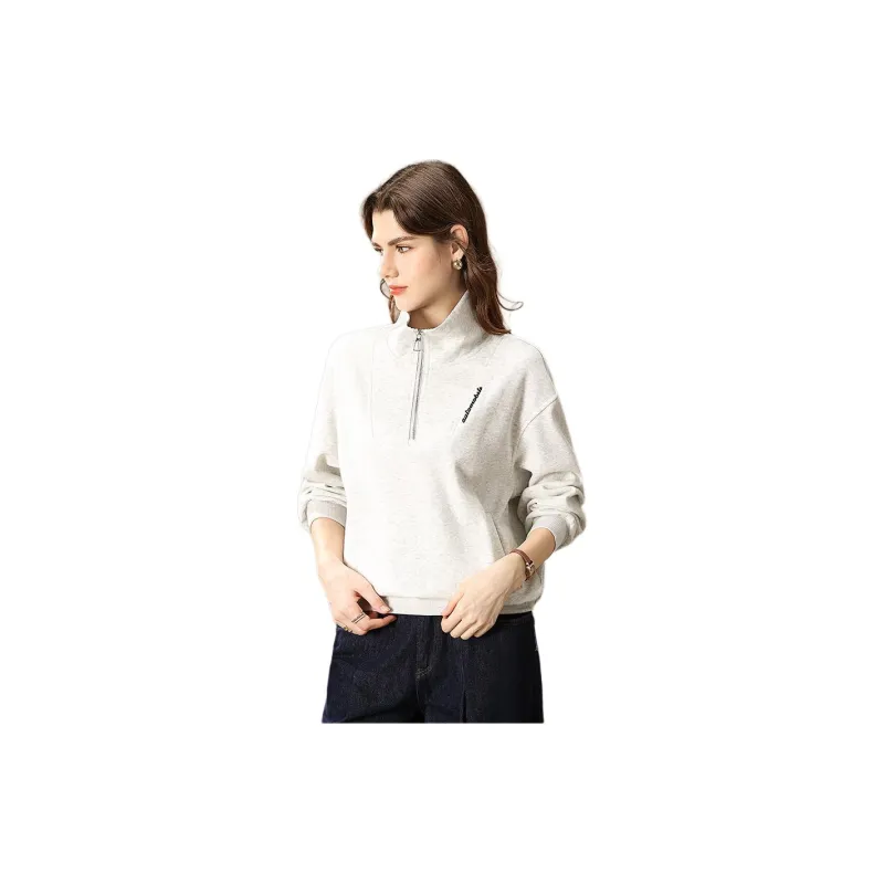 FENHONGMALI Sweatshirt Women's Light Gray-3