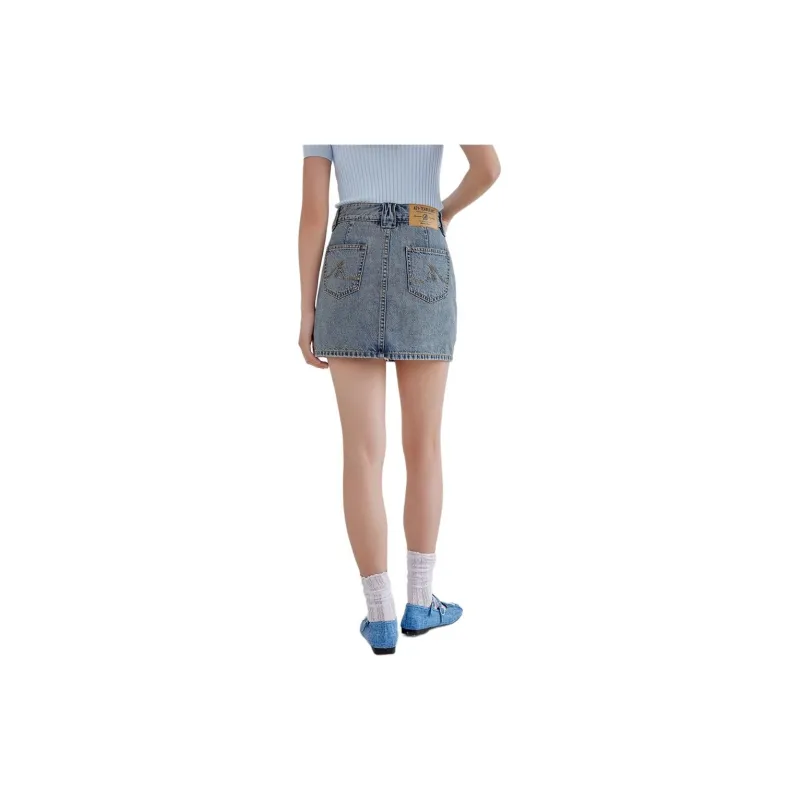 A21 Denim Short Skirts Women's Light Blue-2
