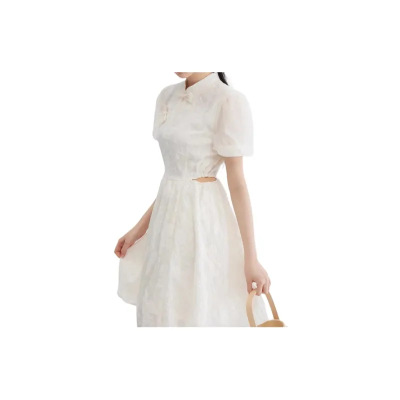 ZIHAN SS24 Short Sleeved Dress Women's White Cyan-3