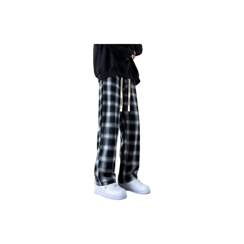 SPONGEBOB SQUAREPANTS Casual Pants Unisex Black Plaid-4