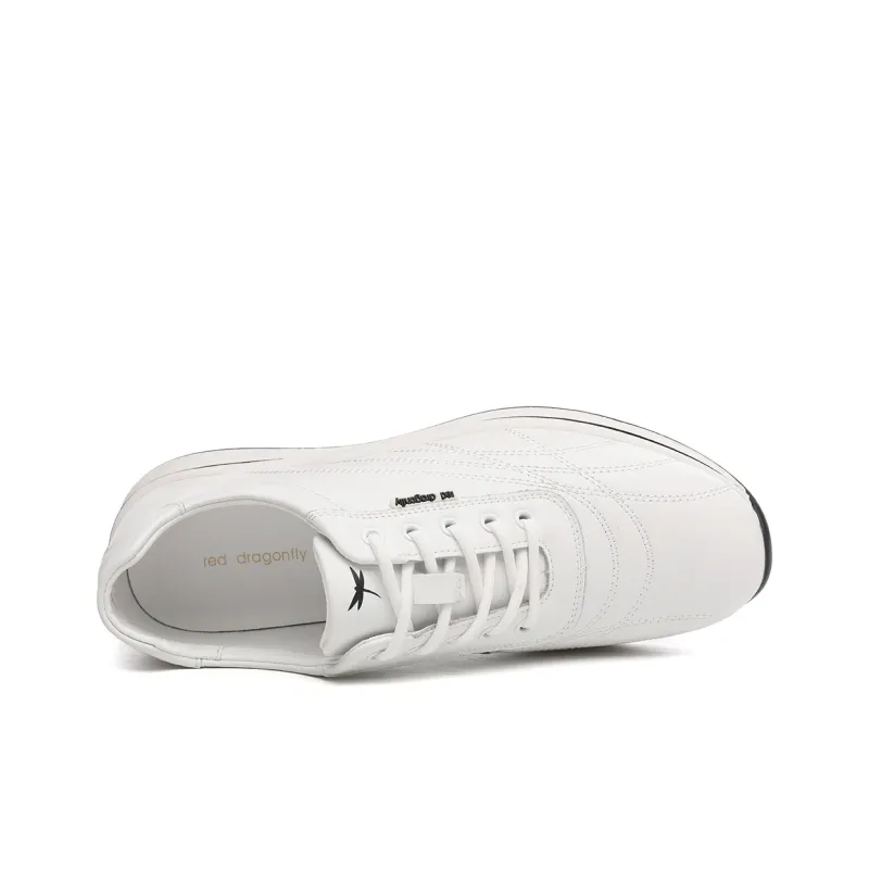 RED DRAGONFLY Sports Leather Shoes With Soft Sole Wear resistant And Lightweight Low Top Commute White Sneakers Men's-10