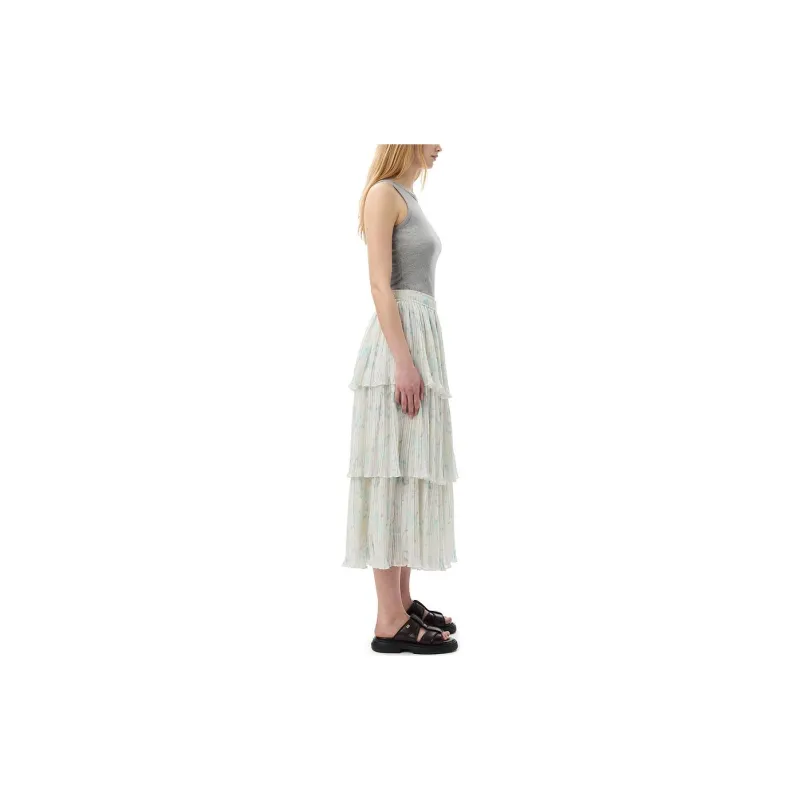GANNI SS24 Casual Long Skirts Women's Tofu White-3