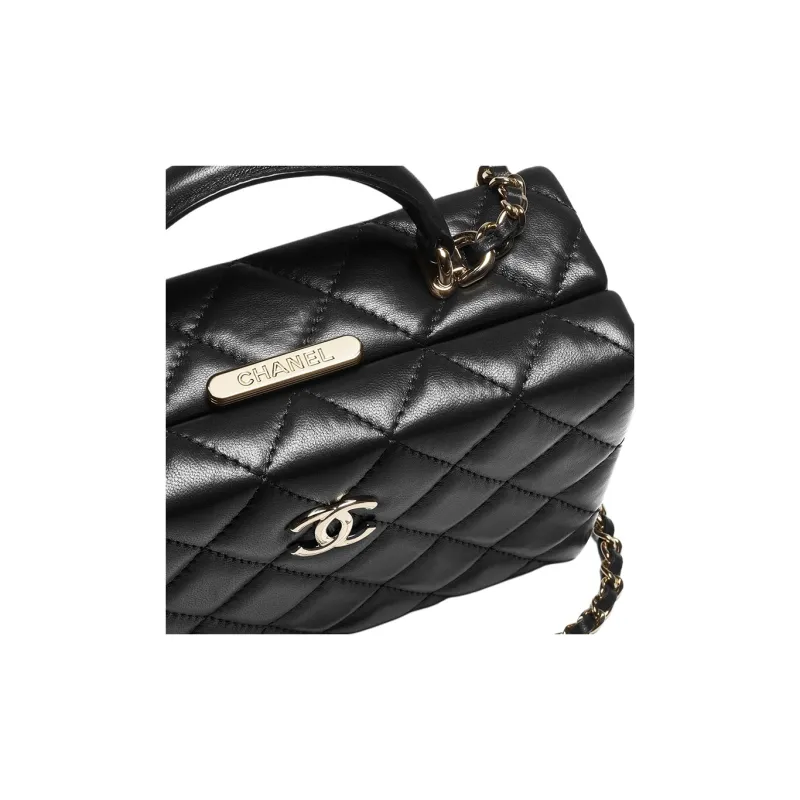 CHANEL Sheepskin Box Bag, Shoulder Bag, Crossbody Bag, Handbag Trumpets Women's Black-3