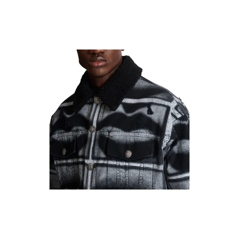 BALMAIN Lips print Denim Jacket-6