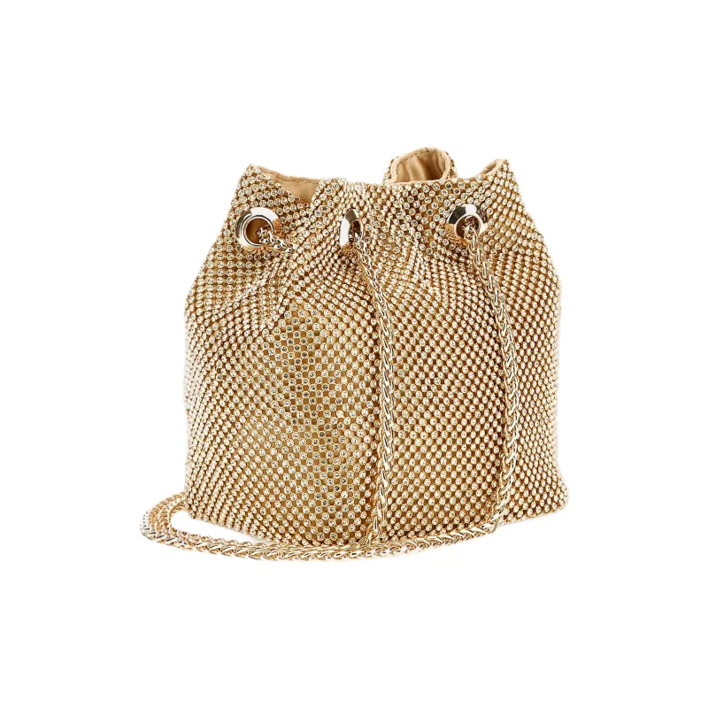 GUESS Polyurethane Bucket Bags Shoulder Bag Crossbody Bag Mini Women's Gold-1