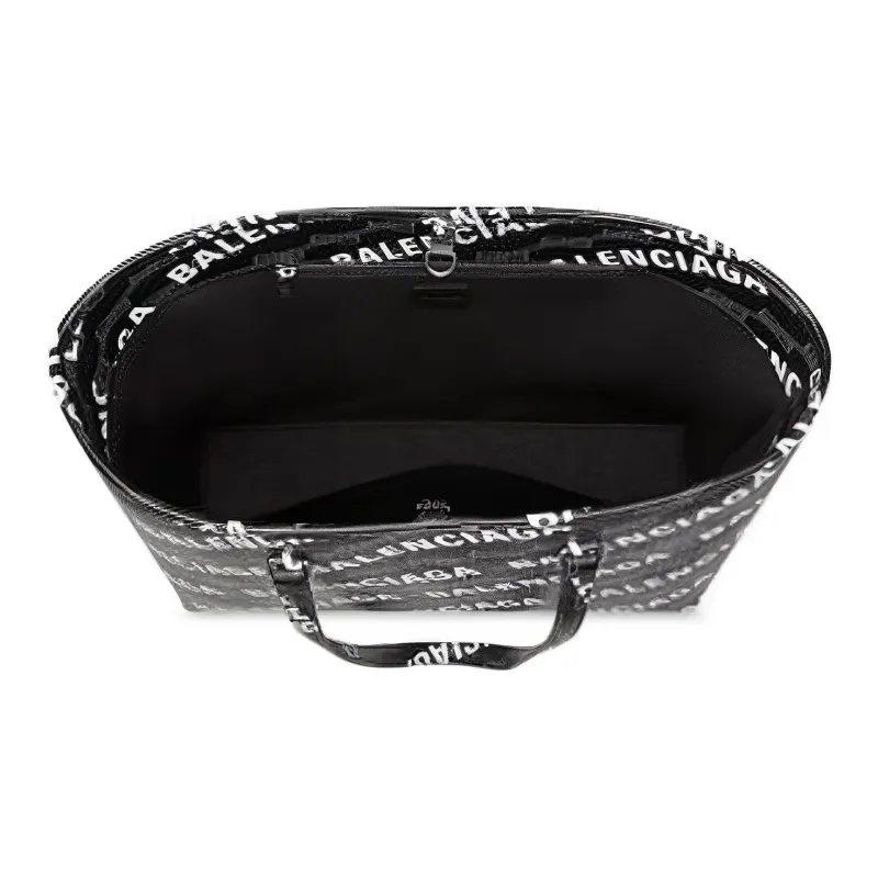 Balenciaga BB MONOGRAM SIGNATURE Polyester Tote Bag, Shopping Bag, Shoulder Bag, Handbag Medium Size Women's Black/Gray-4