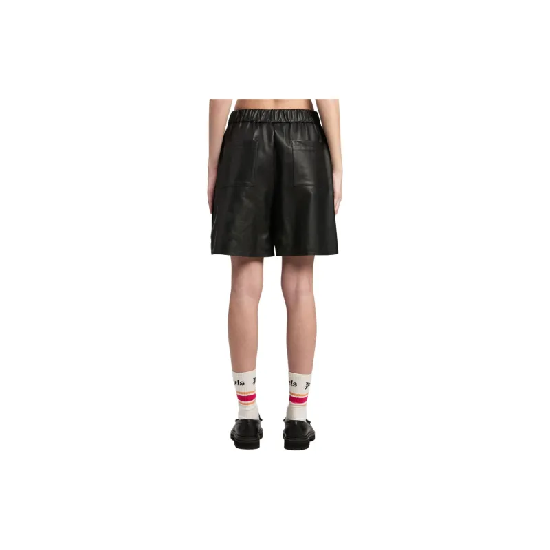 PALM ANGELS Monogram Leather Shorts 'Black'-2