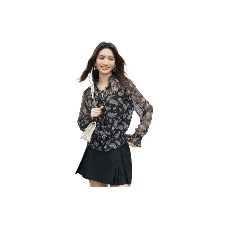 Hopeshow Shirt Women's Black With Floral-2