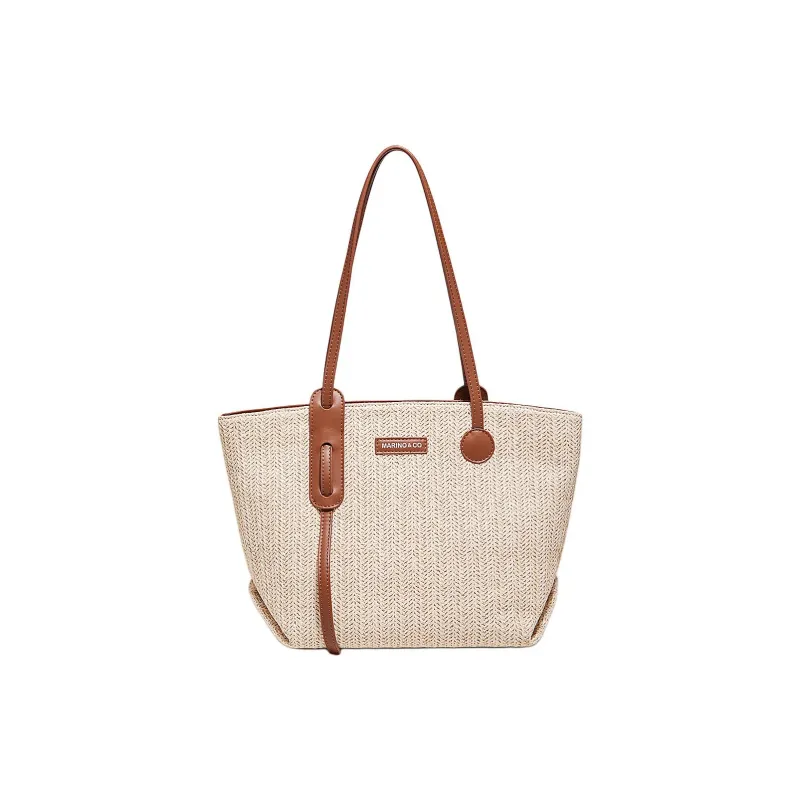 Marino Orlandi Fabric, Synthetic Leather Handbag Regular Women's Ecru-1