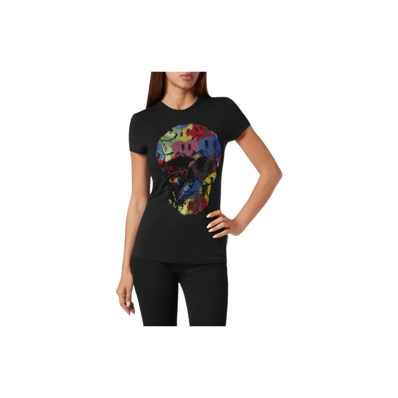 PHILIPP PLEIN Skull print Rhinestones embellishment T shirt-1