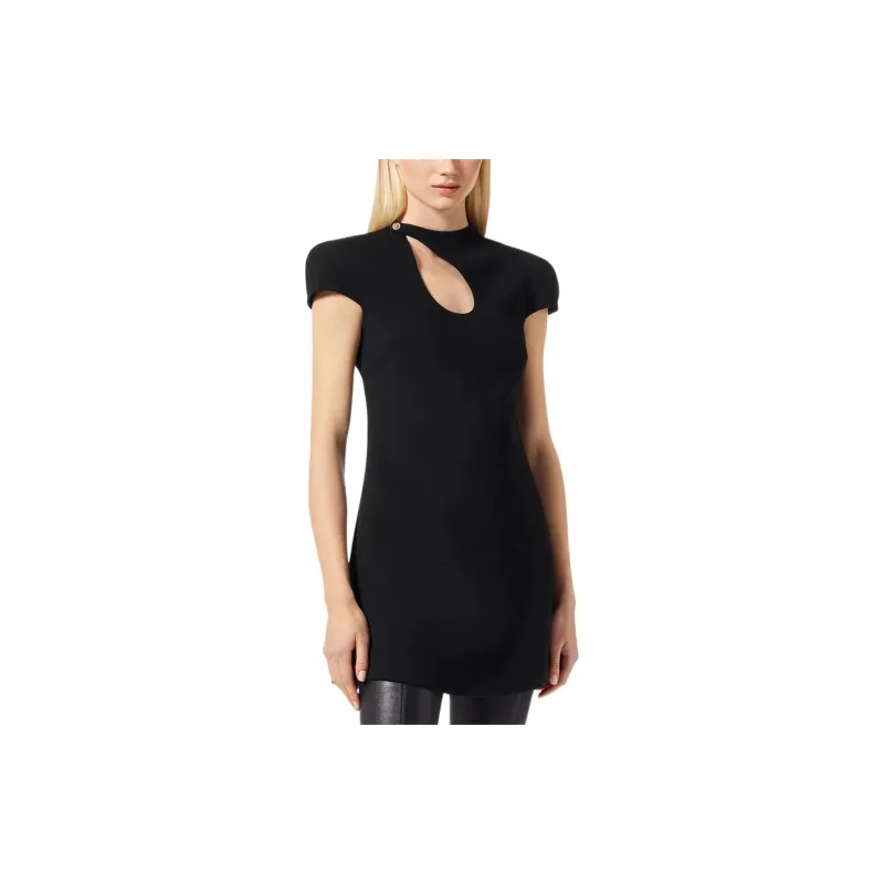 FANSIZHE VERSACE Short Sleeved Dress Women's Black-1
