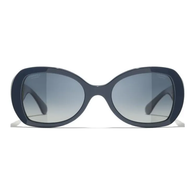 CHANEL Resin Metal Butterfly Sunglasses Unisex Blue-1
