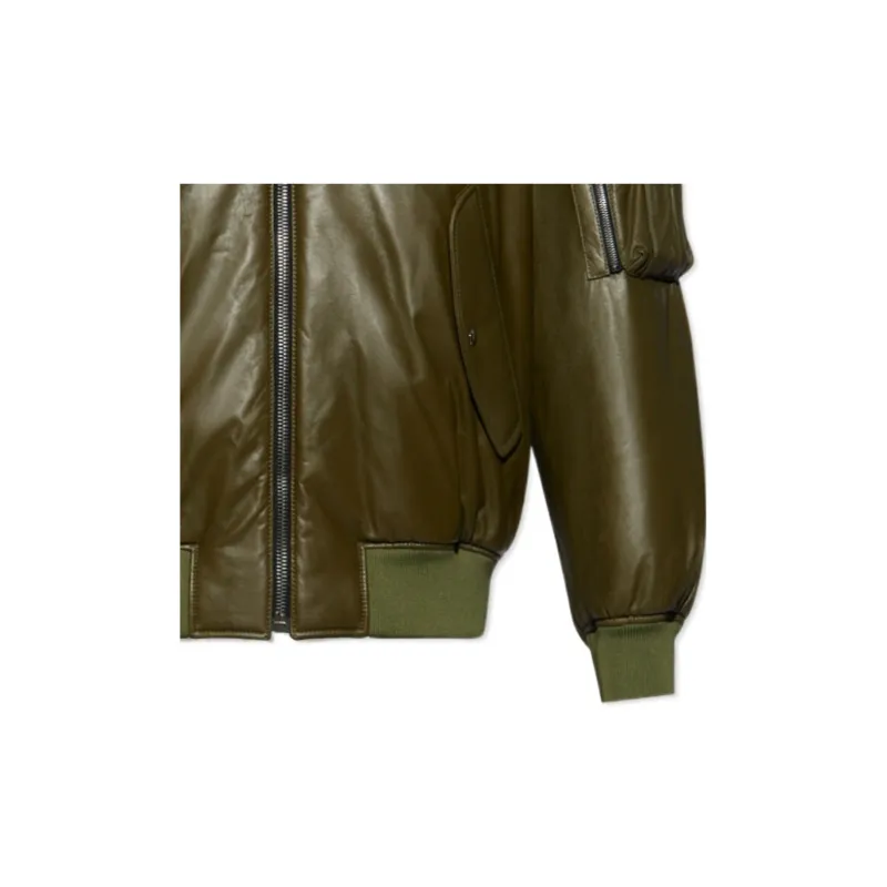GUCCI Leather Jacket Men's Olive Green-4