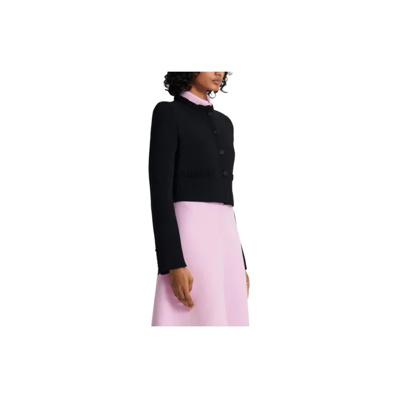 SCANLAN THEODORE Crepe Knit Daisy Crop Jacket Jackets Coats Women's Black-2