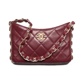 CHANEL Sheepskin Hippie Bag, Handbag, Shoulder Bag Women's Burgundy