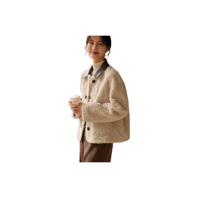 XWI Velvet feel Coat Women's Milk Tea Beige-1