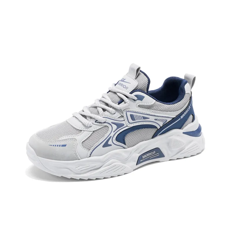 Warrior Wear resistant, Lightweight, Breathable, And Non slip. Low Top Chunky Sneakers Men's Gray Blue-2