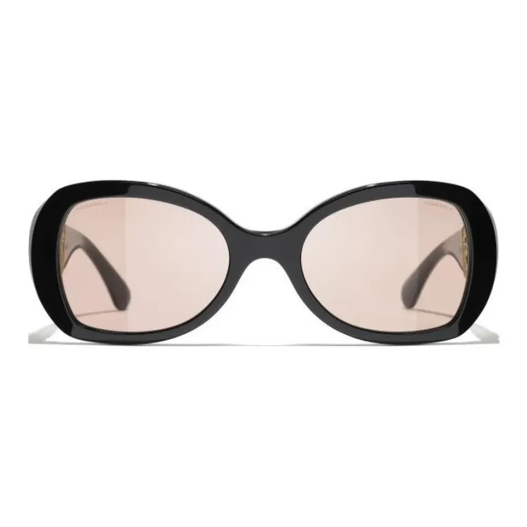 CHANEL Resin Metal Butterfly Sunglasses Unisex Black-1