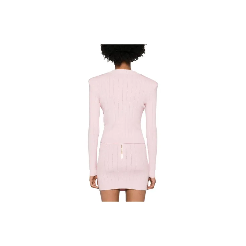 BALMAIN Button Embellished Ribbed Cardigan-2