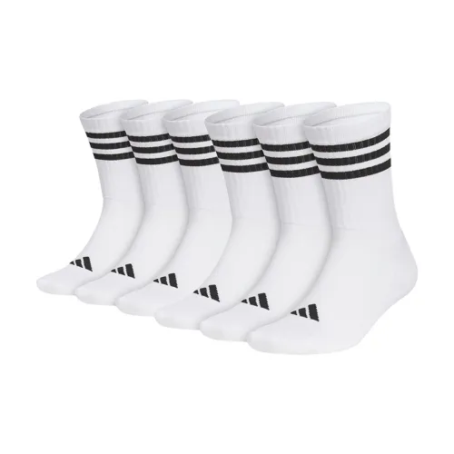 Adidas Mid Calf Socks Unisex White 6 Pack